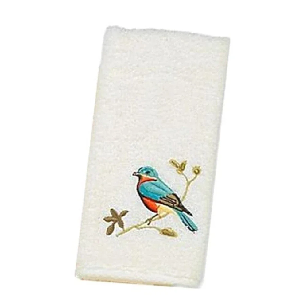 Avanti Premier Songbirds Ivory Fingertip Towels Embroidered Bathroom Set of 2